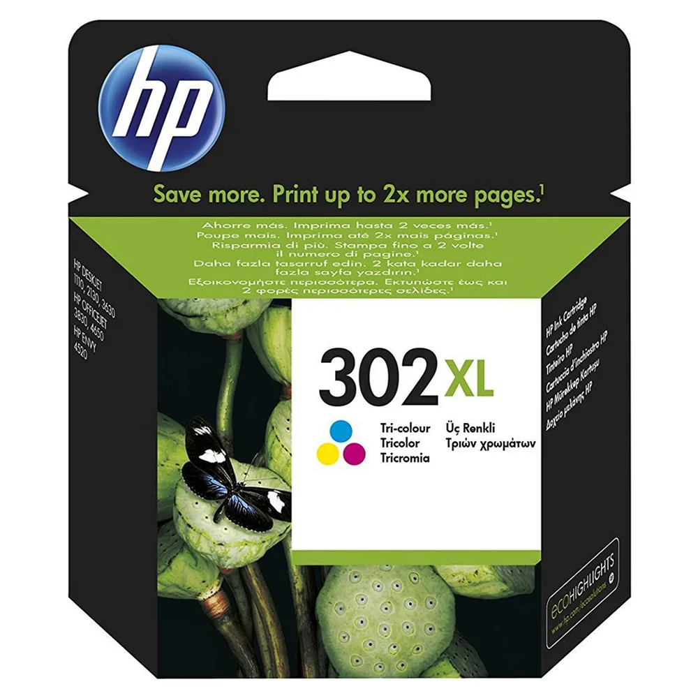 Original HP 302XL High Capacity Tri-Colour Ink Cartridge