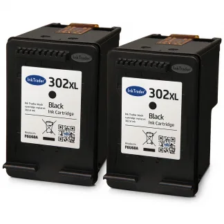 2x Remanufactured HP 302XL High Capacity Black Ink Cartridges