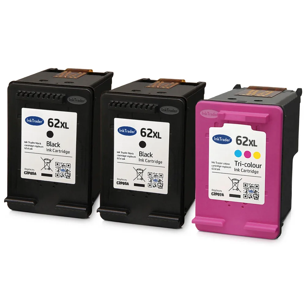 2x Remanufactured HP 62XL Black & 1x Colour Ink Cartridge Multipack