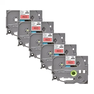 5x Brother P-Touch TZE-431 Red Labels - Brother P-Touch TZE431