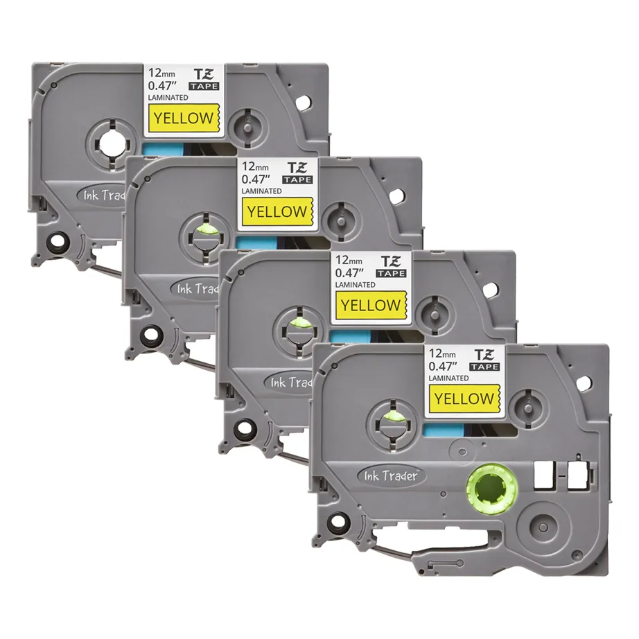 4x Brother P-Touch TZE-631 Yellow Labels - Brother P-Touch TZE631